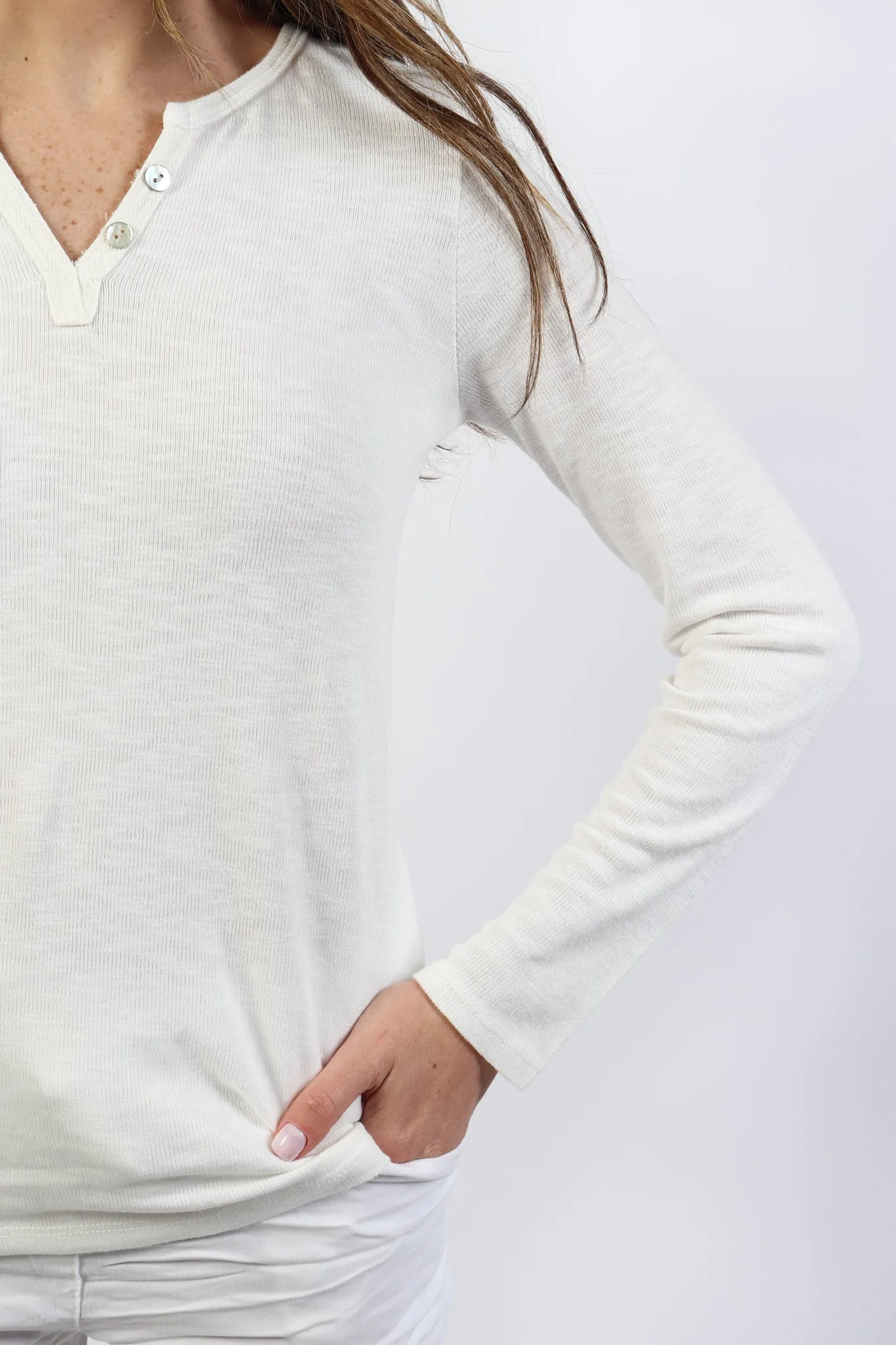 Cotton Slub Henley Top