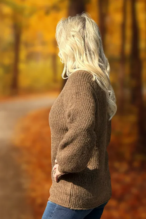 Cozy Soft Oversized Turtleneck Khaki Sweater