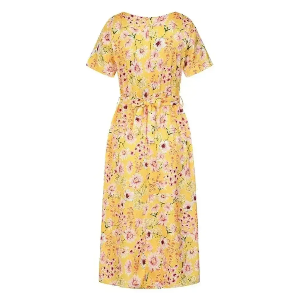 Daphne Dress - Yellow Floral