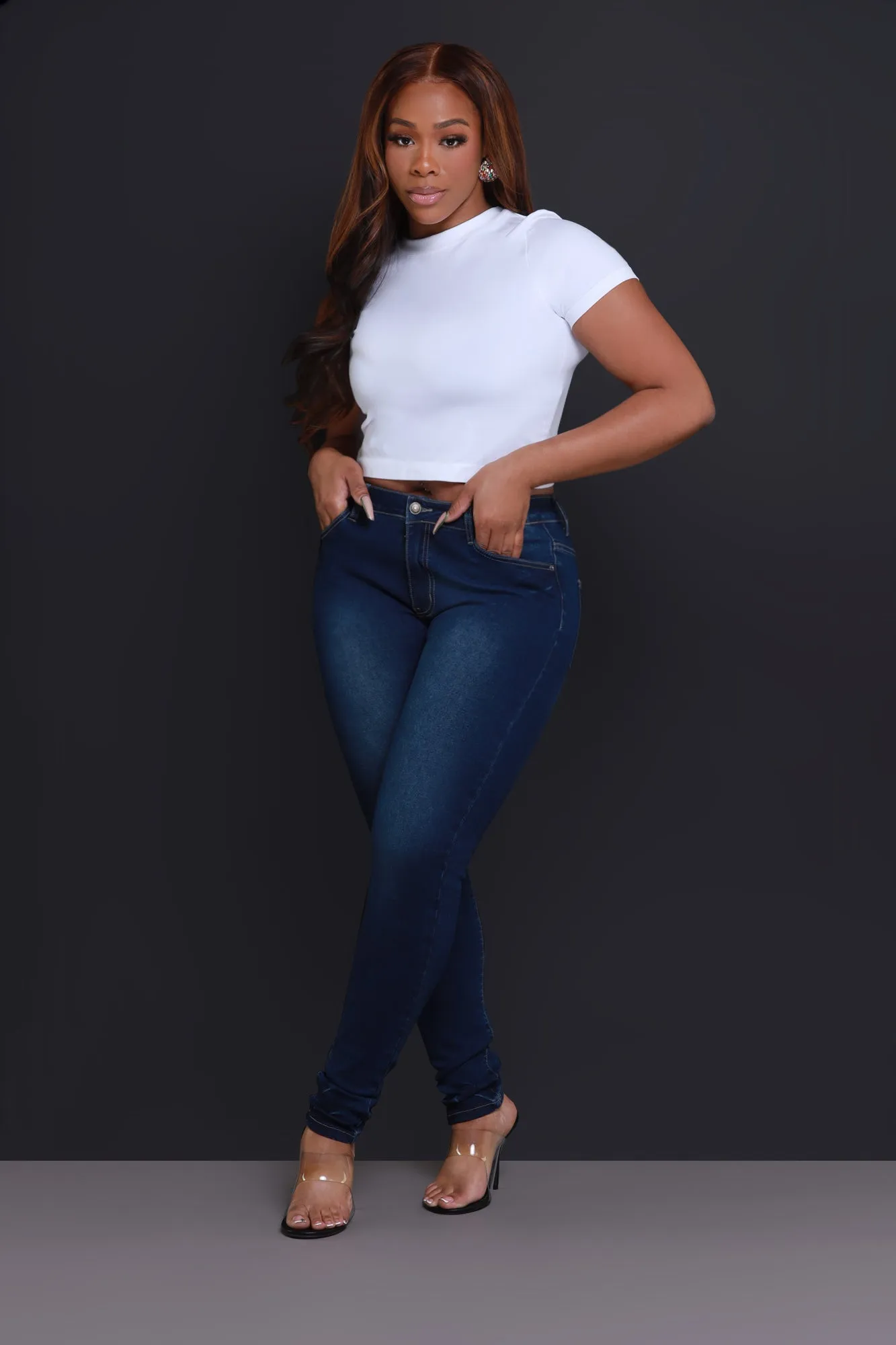 Deep Dive Hourglass High Rise Skinny Jeans - Dark Wash