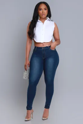 Deep Dive Hourglass High Rise Skinny Jeans - Dark Wash