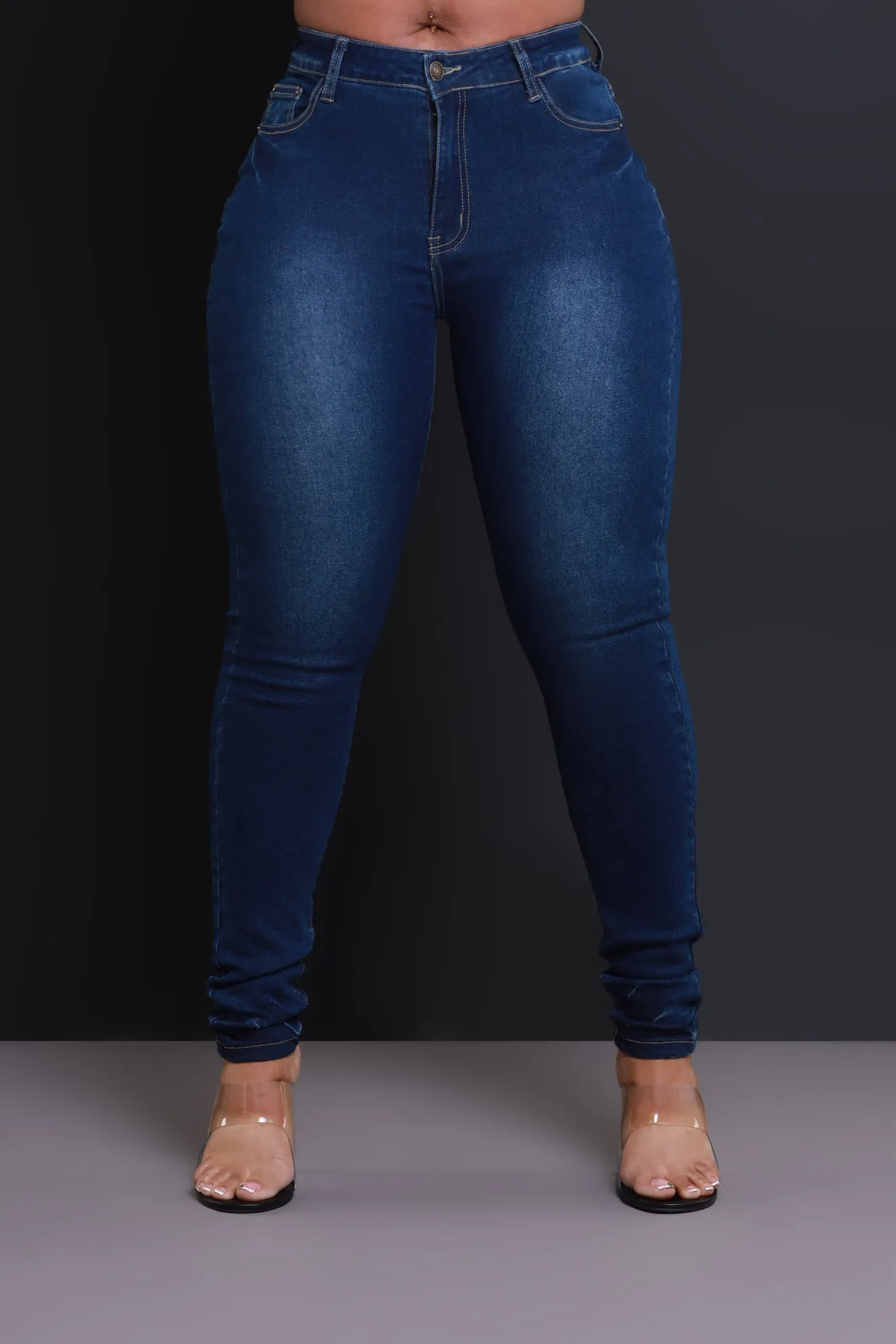 Deep Dive Hourglass High Rise Skinny Jeans - Dark Wash