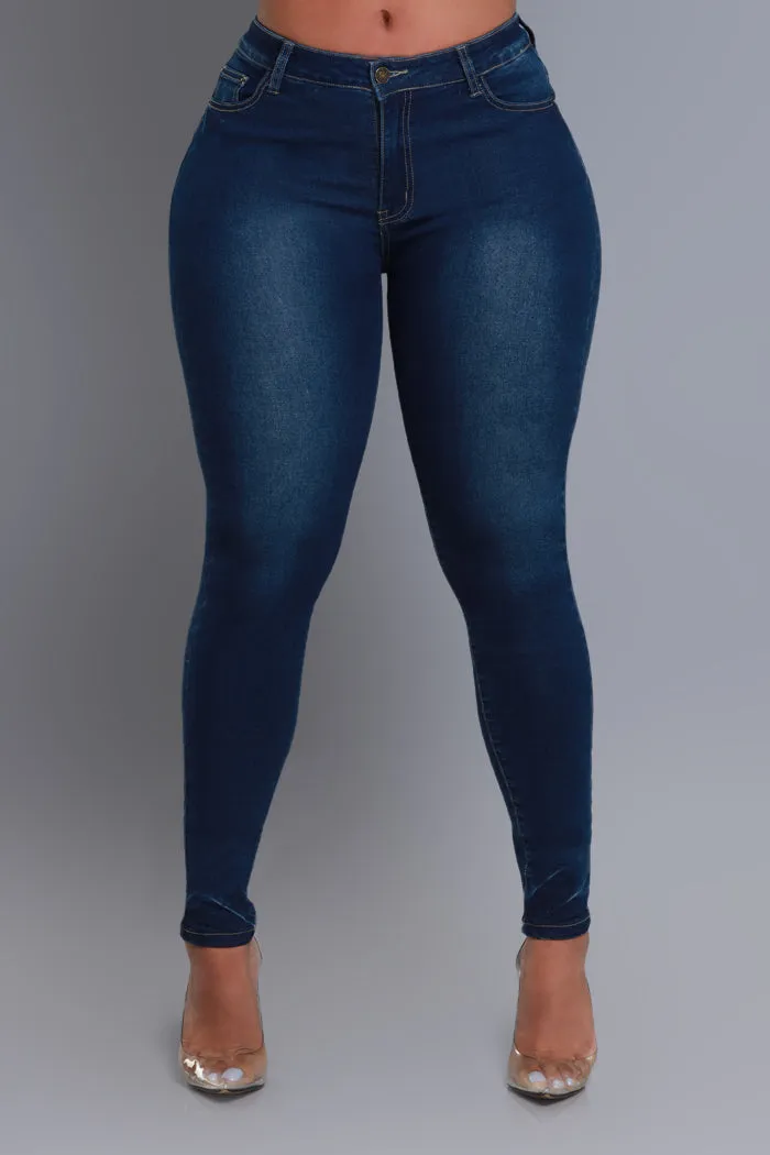 Deep Dive Hourglass High Rise Skinny Jeans - Dark Wash