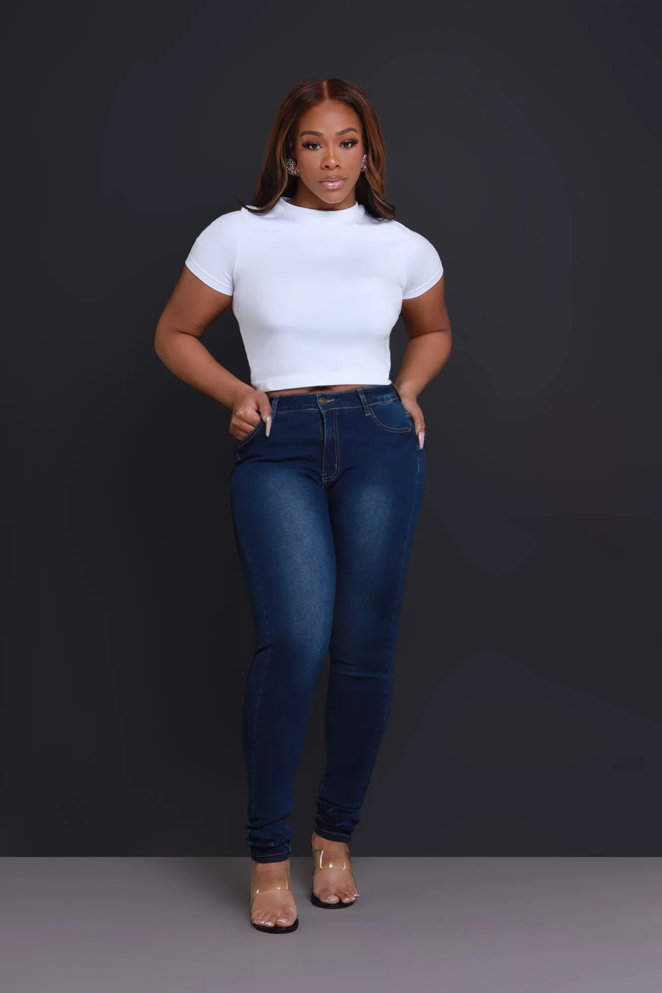 Deep Dive Hourglass High Rise Skinny Jeans - Dark Wash