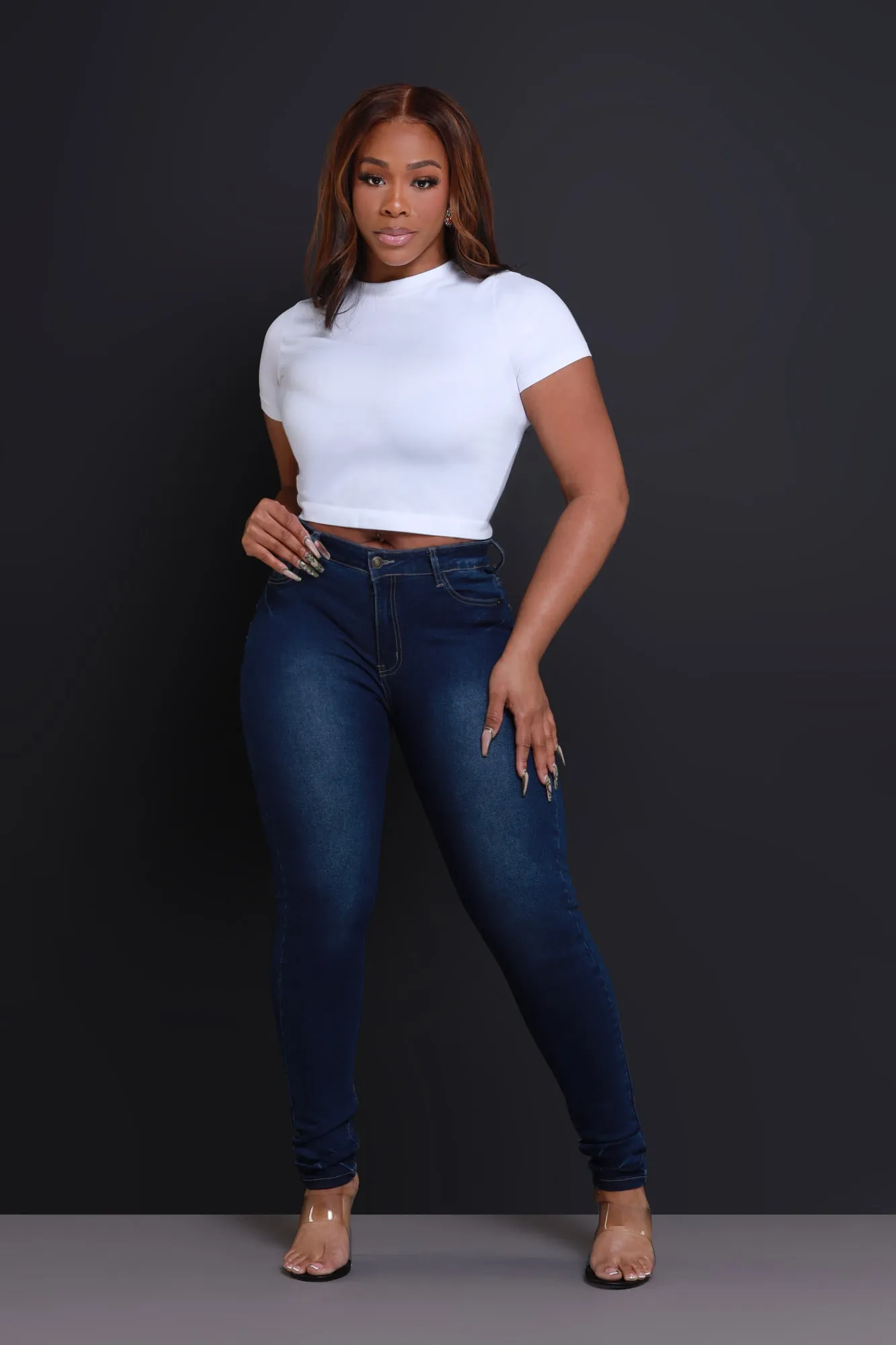 Deep Dive Hourglass High Rise Skinny Jeans - Dark Wash
