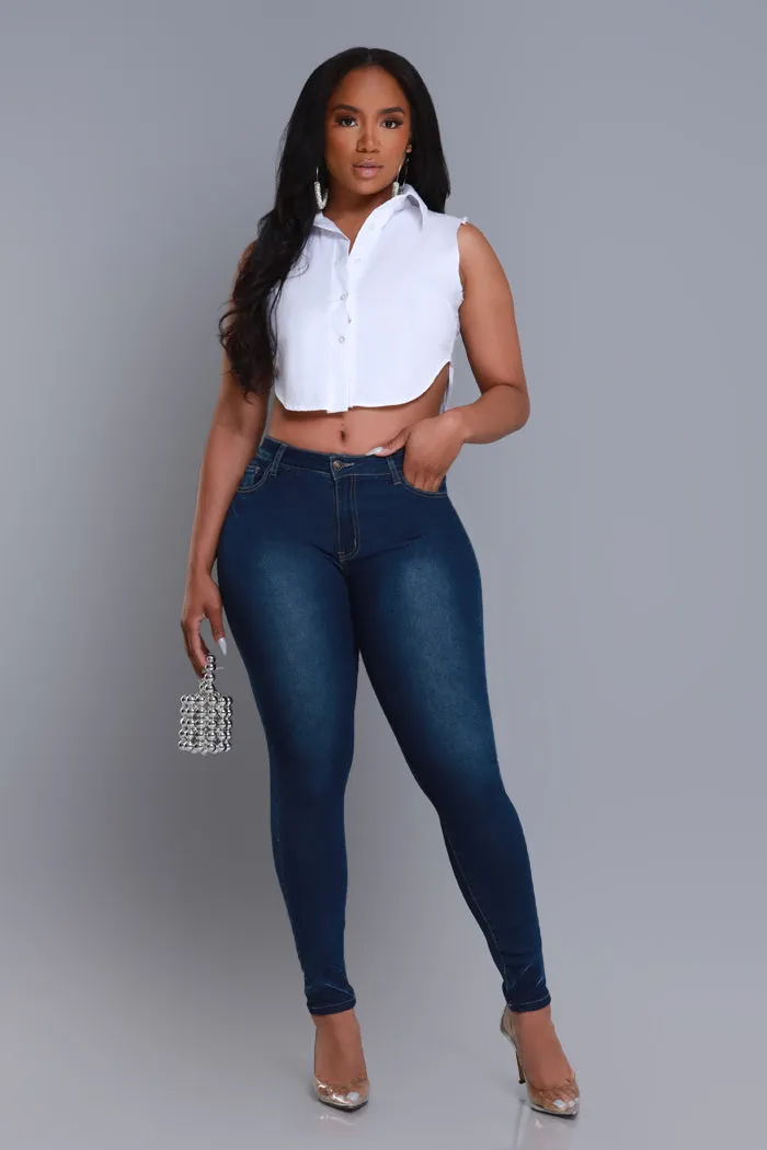 Deep Dive Hourglass High Rise Skinny Jeans - Dark Wash