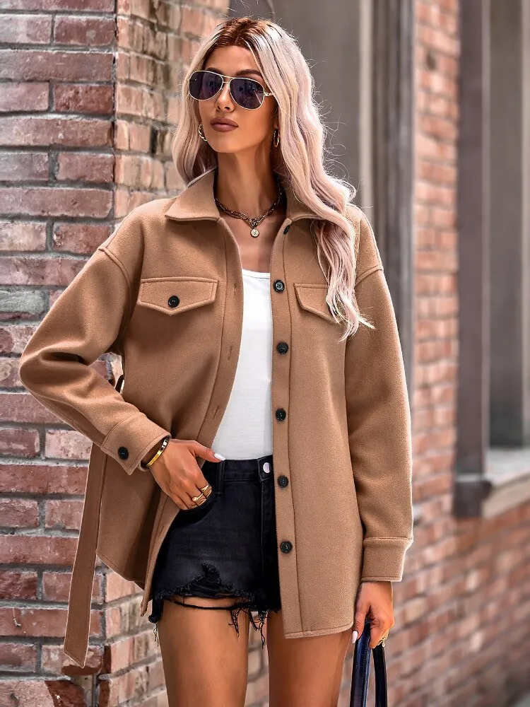 DressBetty - Elegant Long Sleeve Knit Casual Wool Coat