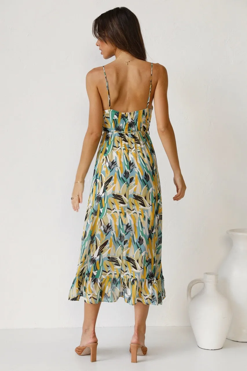 Elastic Waist Floral Print Casual Dress