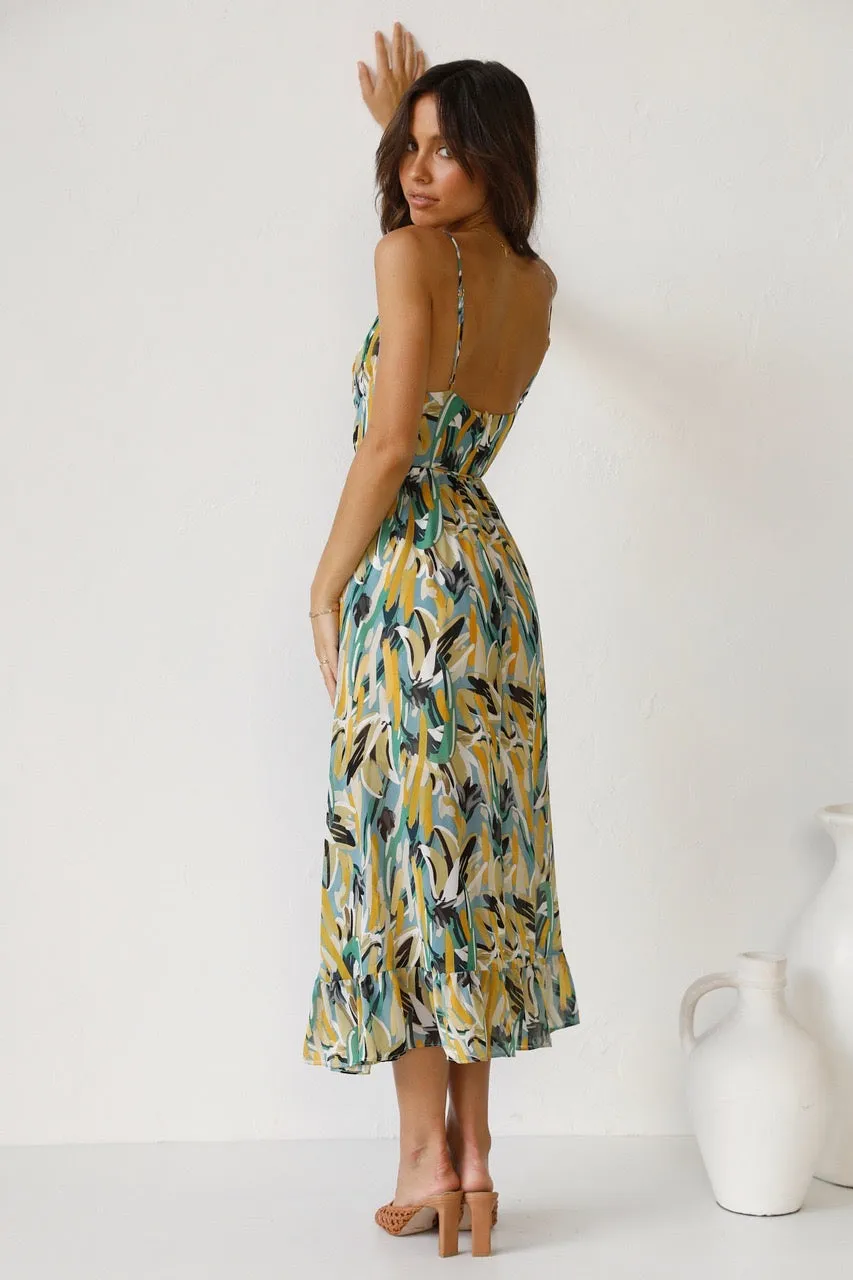 Elastic Waist Floral Print Casual Dress