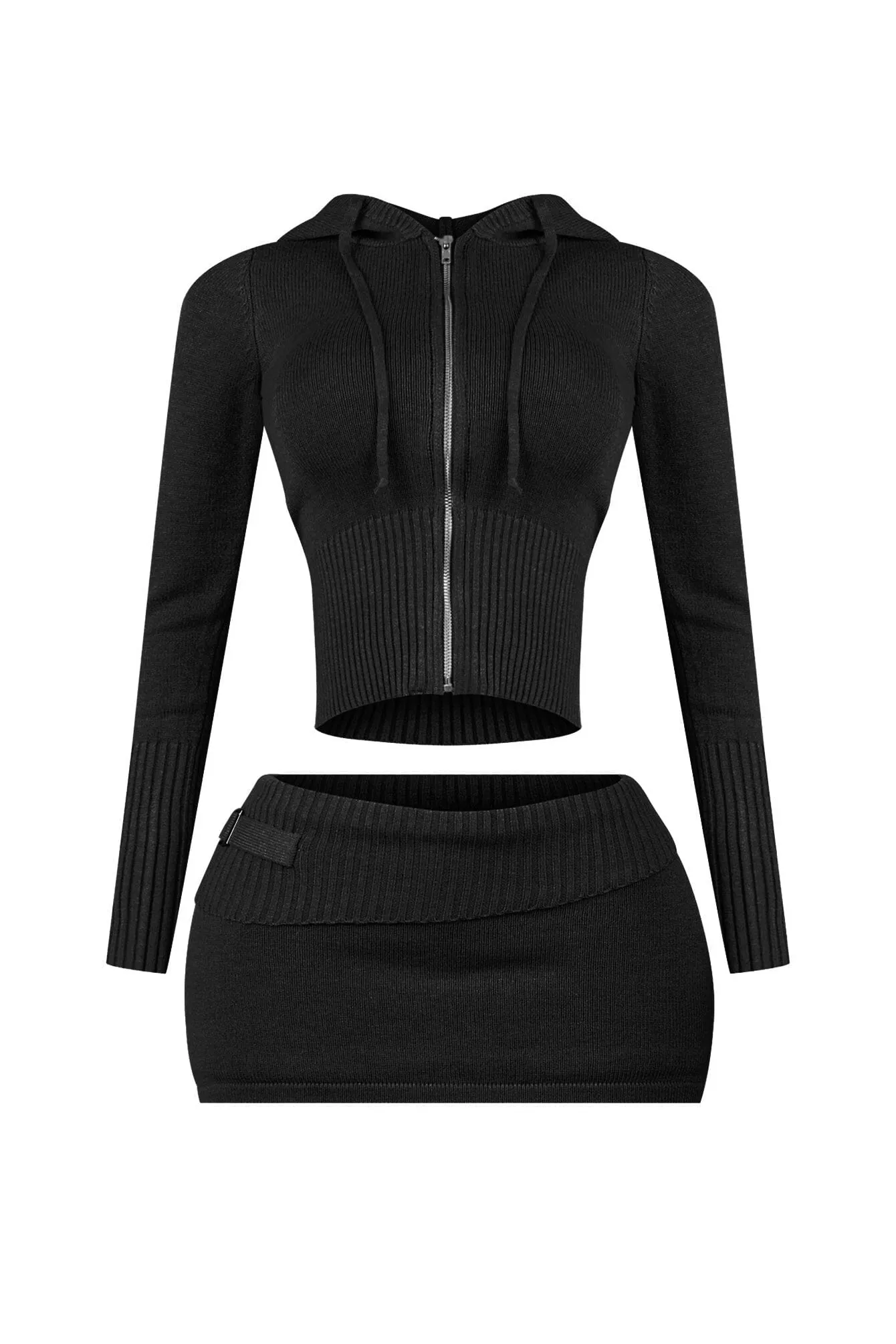 Fatima Knit Hoodie Jacket & Skirt SET