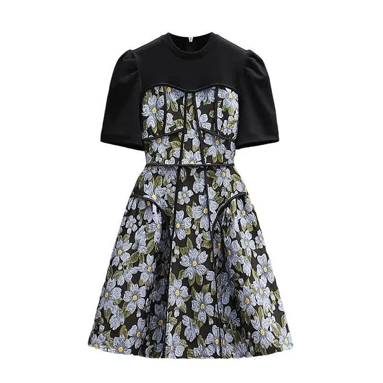 Floral Magic: The Puff Sleeve A-Line Dress for Vintage Lovers