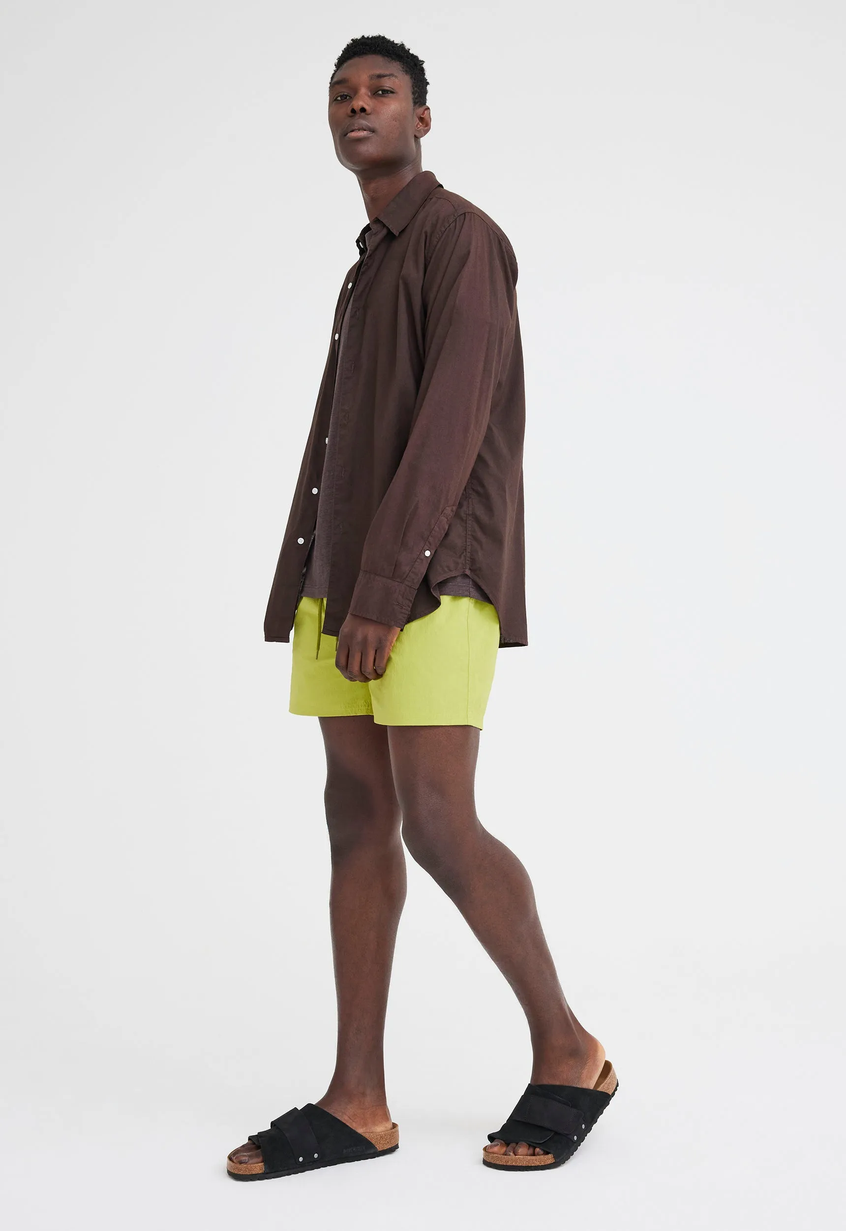 Folded Collar Cotton Shirt - Dirt Brown