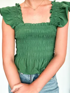 Green With Envy Smocked Tank