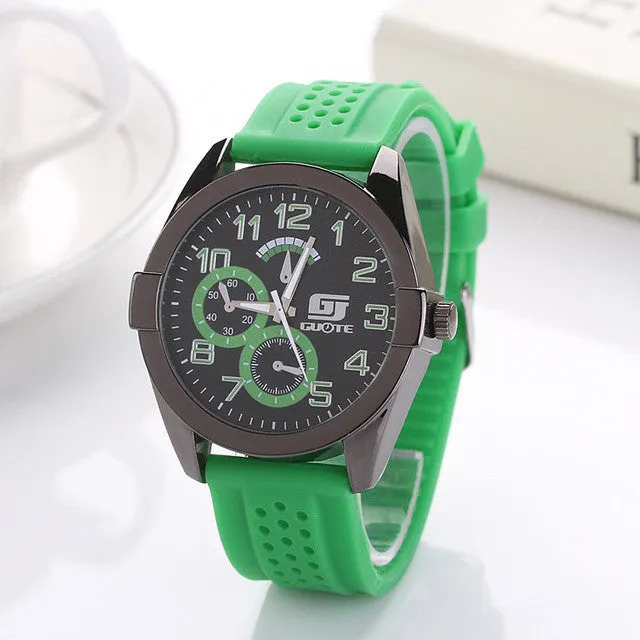 GUOTE Fashion Casual Outdoor Sport Watches Men Highend Meter Disc Quartz Watch Silicone Strap Wristwatch Relogio Masculino