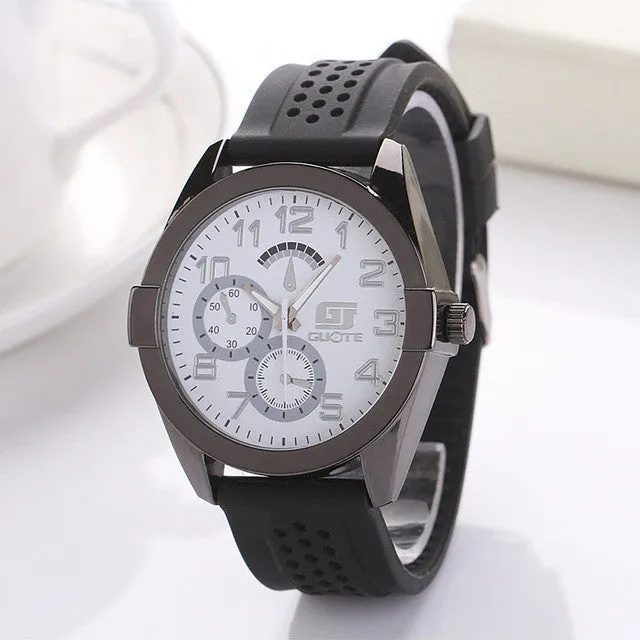GUOTE Fashion Casual Outdoor Sport Watches Men Highend Meter Disc Quartz Watch Silicone Strap Wristwatch Relogio Masculino