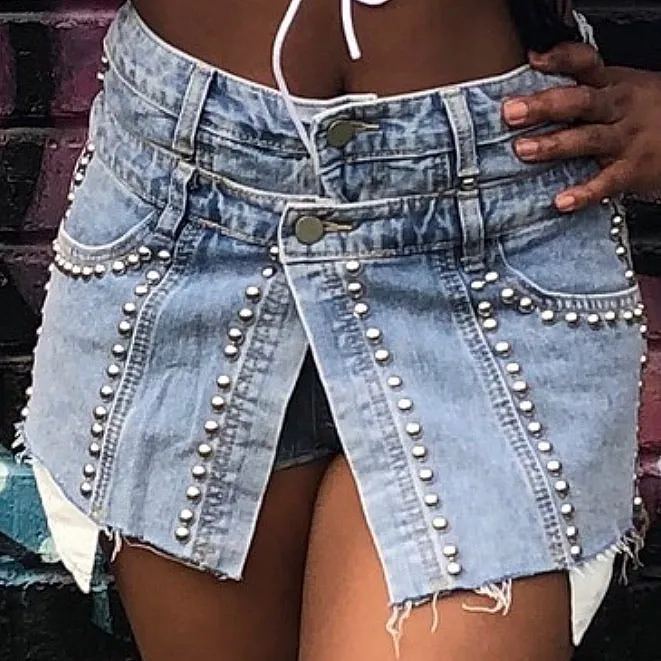 Hammered Denim skirt
