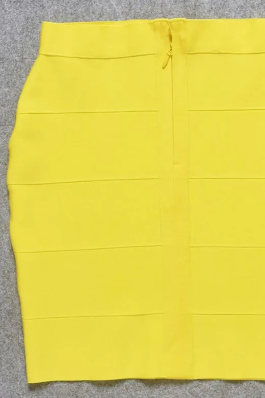High Waist Bandage Striped Mini Skirt - Sun Yellow