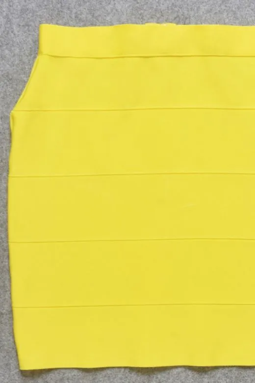 High Waist Bandage Striped Mini Skirt - Sun Yellow