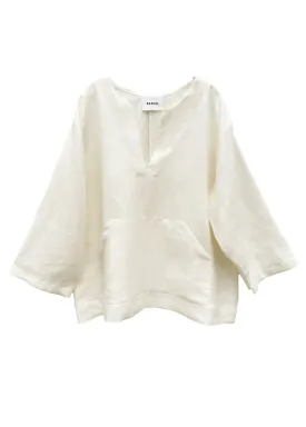 Jallaba Tunic in Soft White Linen
