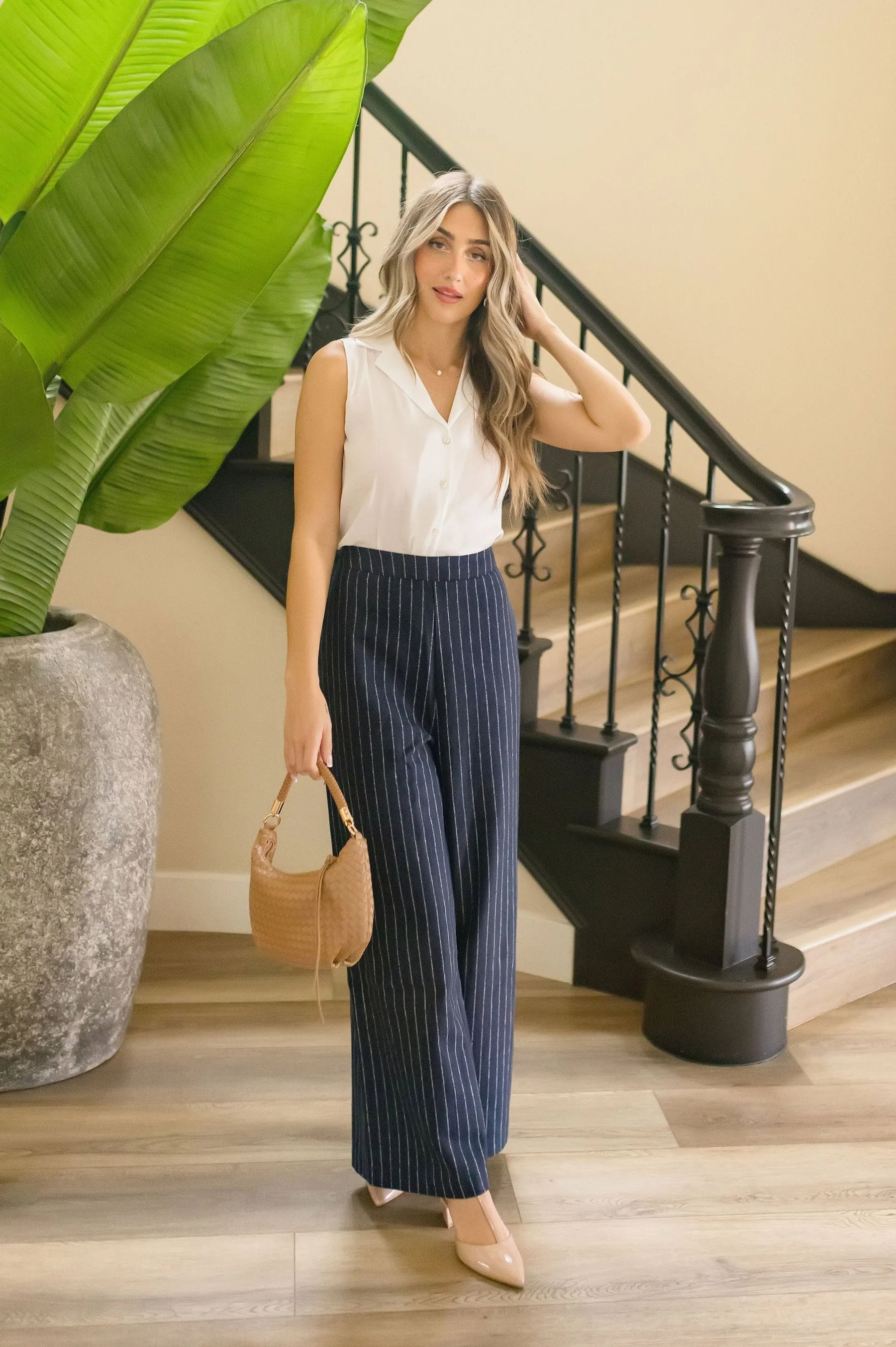 Janessa Sleeveless Button Down Top White