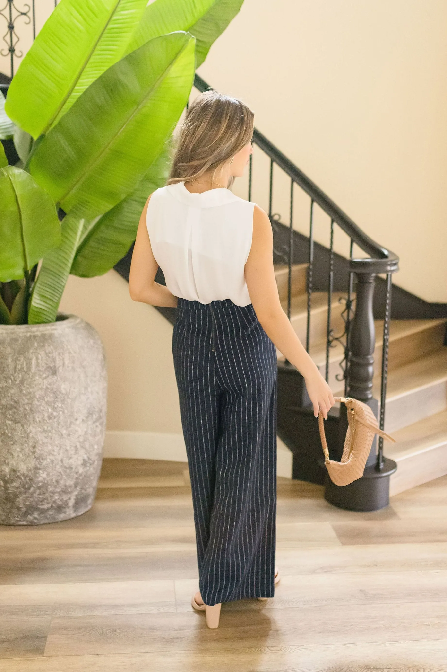 Janessa Sleeveless Button Down Top White