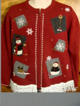 Jolly Snowmen Having Fun Ugly Xmas Sweater