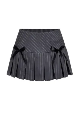 Lorena Pleated Mini Skirt (Blue Grey)