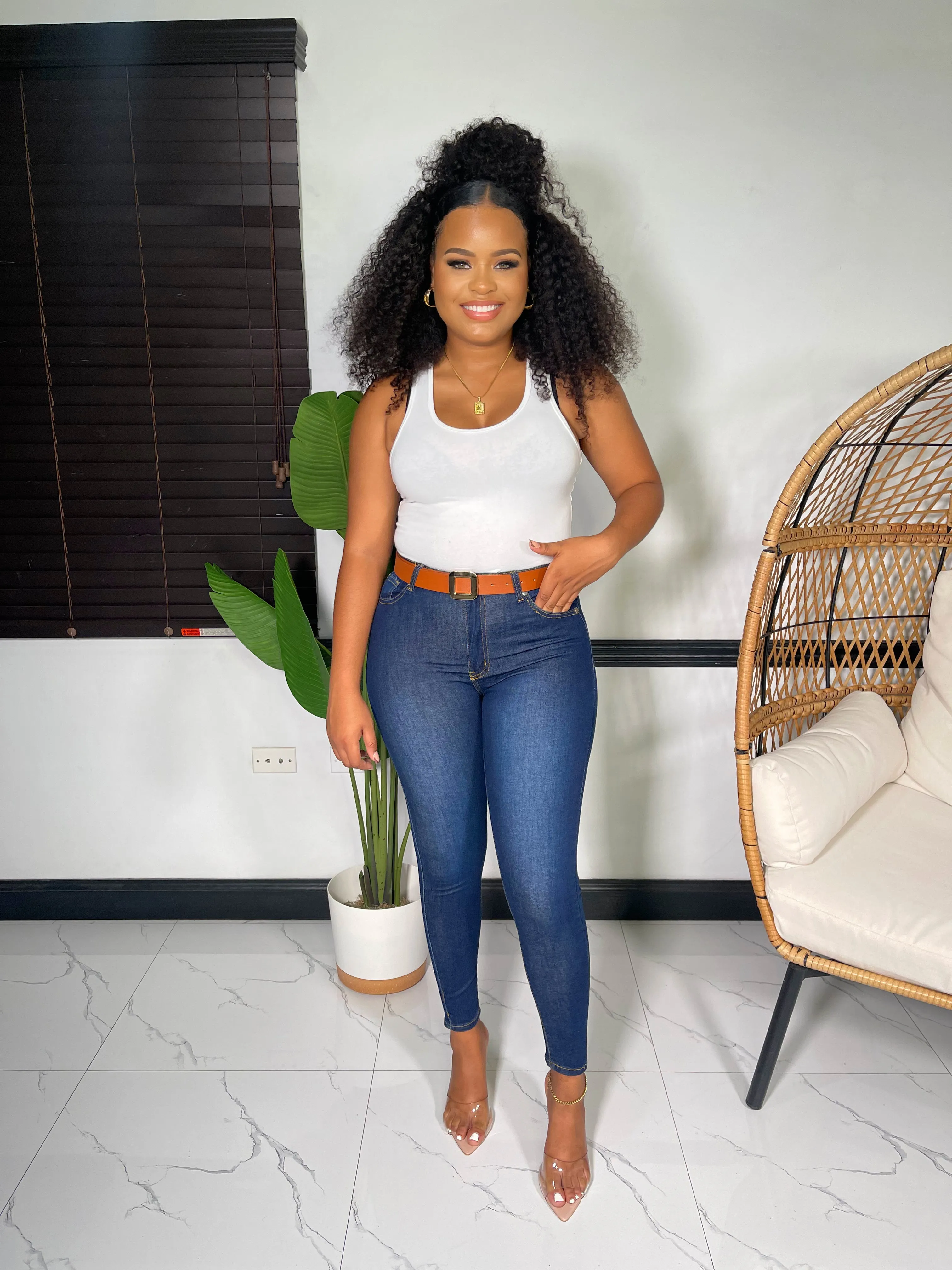 Lyra High Waist Ankle Jeans-Dark Blue