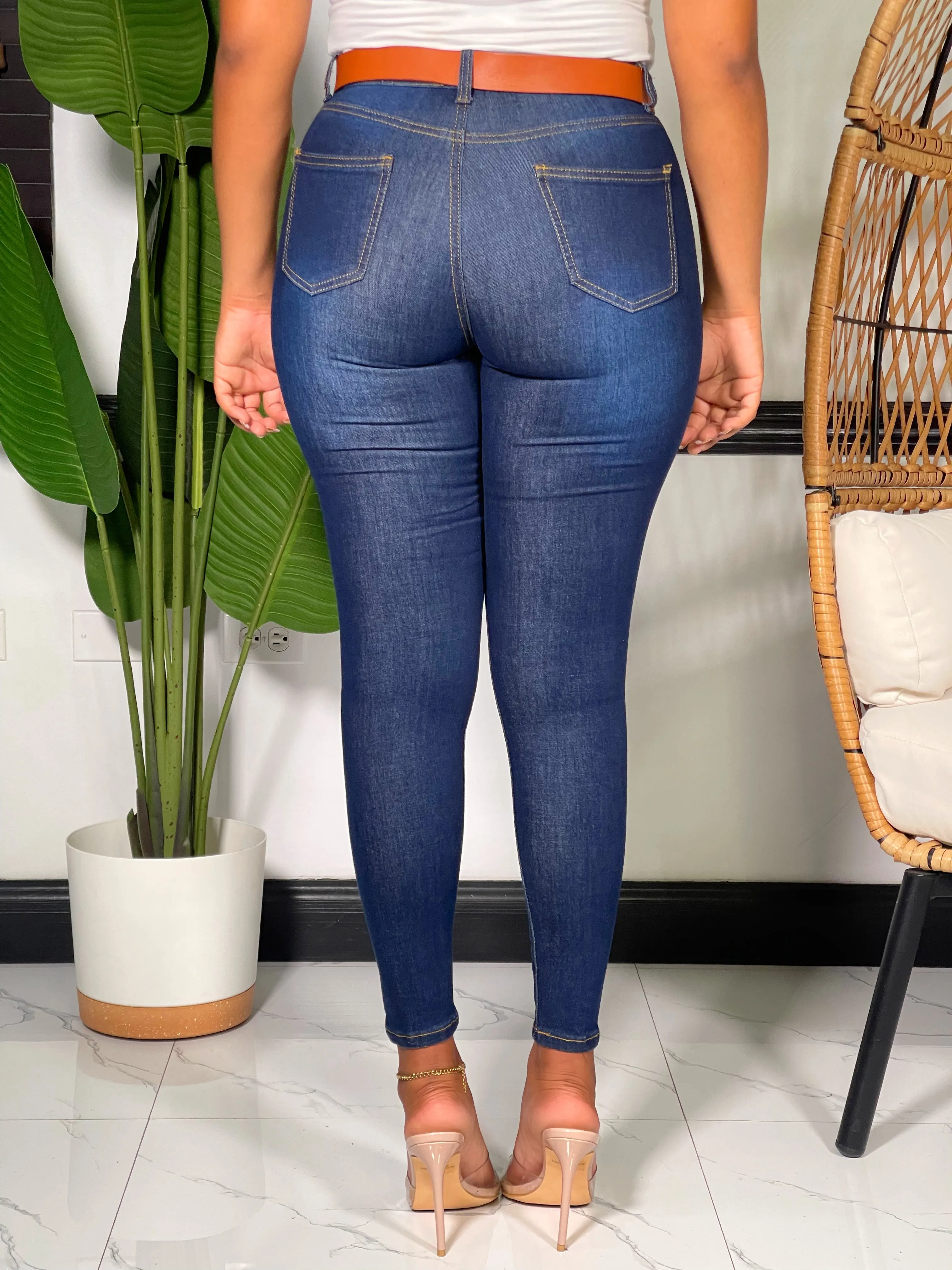 Lyra High Waist Ankle Jeans-Dark Blue