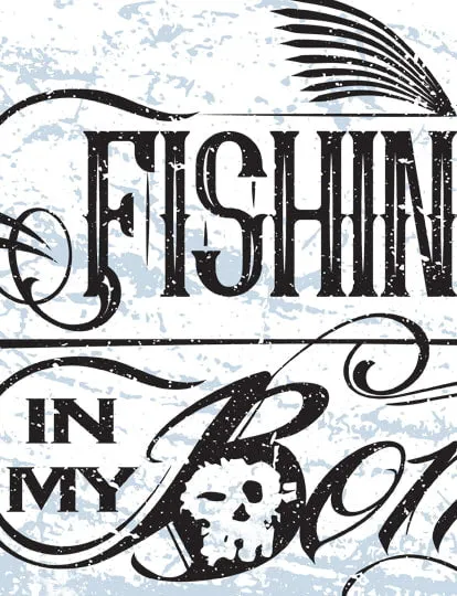 Men's Tattoo Style Sun Block Fishing Shirt by Fishin's in My Bones | Long Sleeve | UPF 50 | Performance Rash Guard |