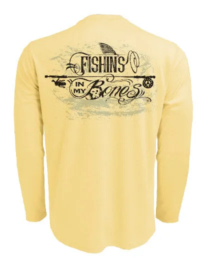 Men's Tattoo Style Sun Block Fishing Shirt by Fishin's in My Bones | Long Sleeve | UPF 50 | Performance Rash Guard |