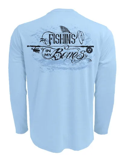 Men's Tattoo Style Sun Block Fishing Shirt by Fishin's in My Bones | Long Sleeve | UPF 50 | Performance Rash Guard |
