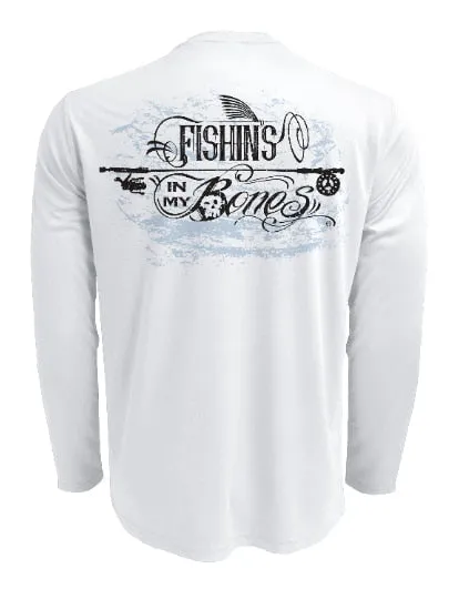 Men's Tattoo Style Sun Block Fishing Shirt by Fishin's in My Bones | Long Sleeve | UPF 50 | Performance Rash Guard |
