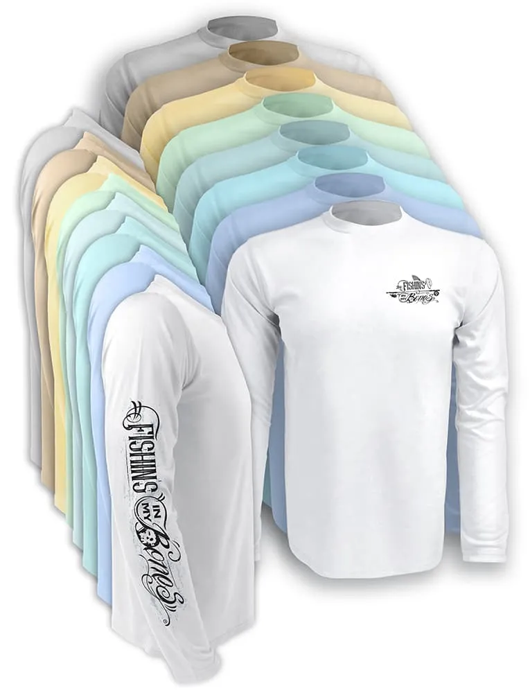 Men's Tattoo Style Sun Block Fishing Shirt by Fishin's in My Bones | Long Sleeve | UPF 50 | Performance Rash Guard |