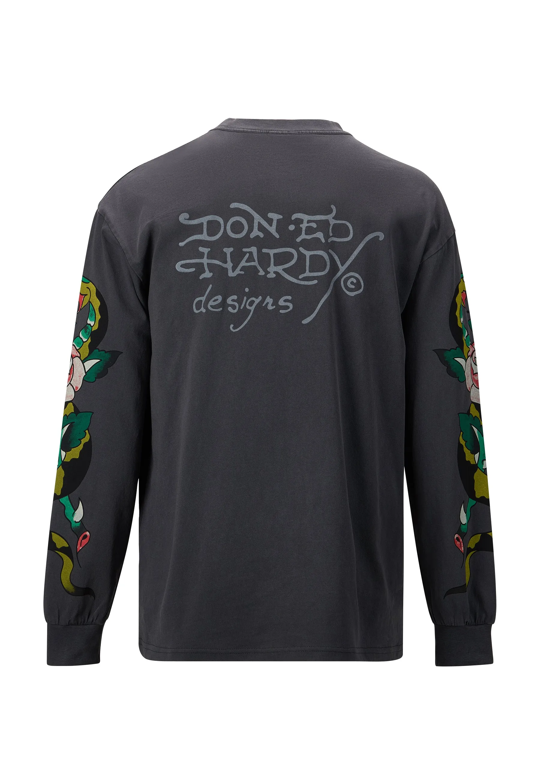 Mens True-Till-Rose-Snake Long Sleeve T-Shirt - Black