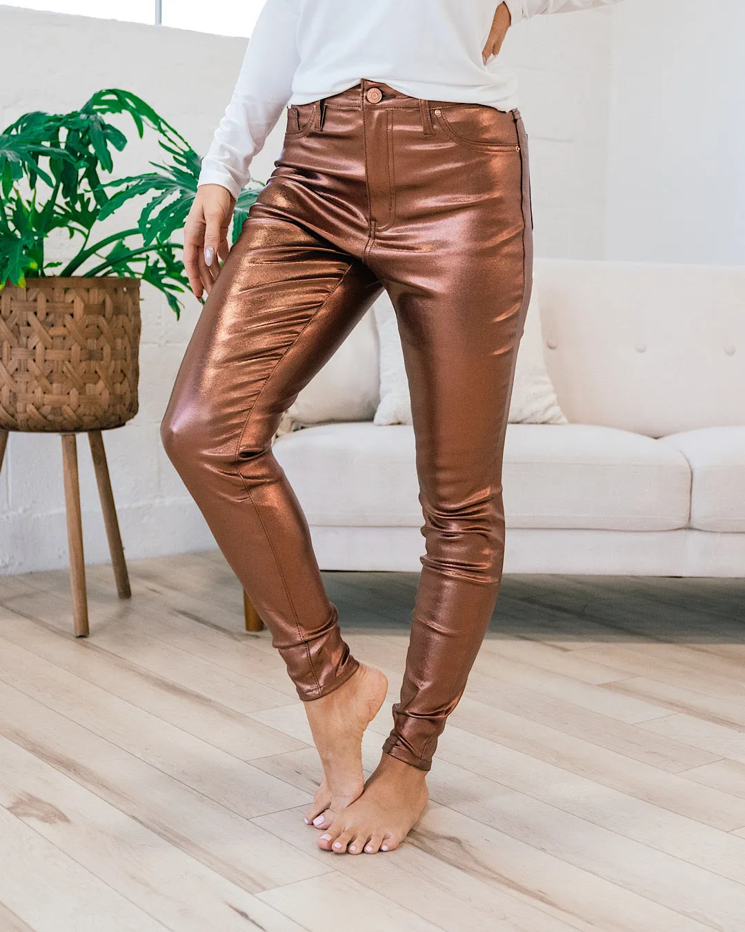 Metallic Skinny Jeans - Copper FINAL SALE
