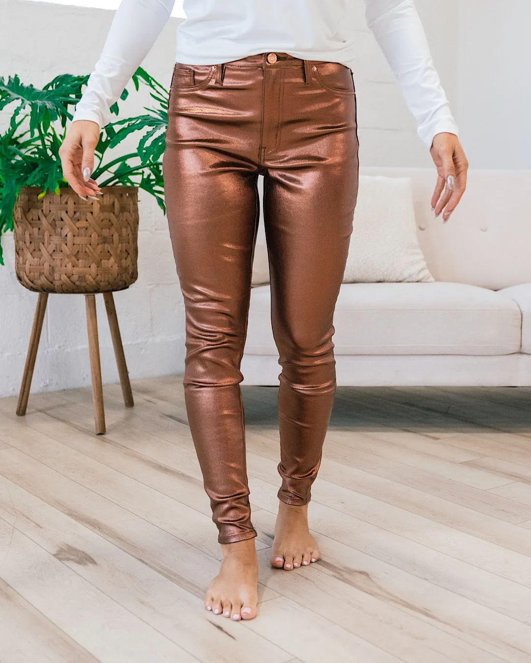 Metallic Skinny Jeans - Copper FINAL SALE