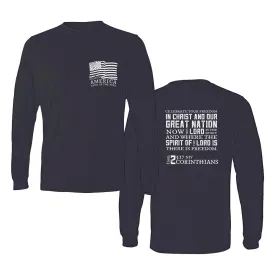 Navy Blue "Land of the Free" Long-Sleeve T-Shirt
