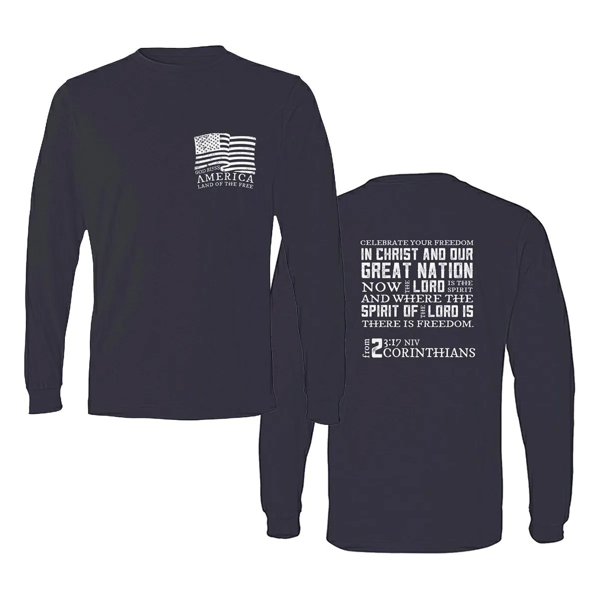 Navy Blue "Land of the Free" Long-Sleeve T-Shirt