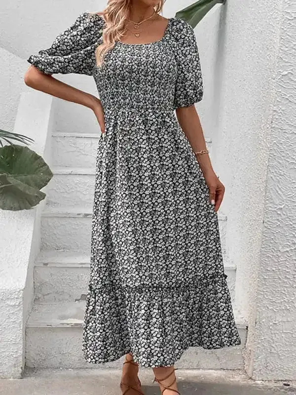 New Women’s Clothing New Floral Retro Elegant Dress