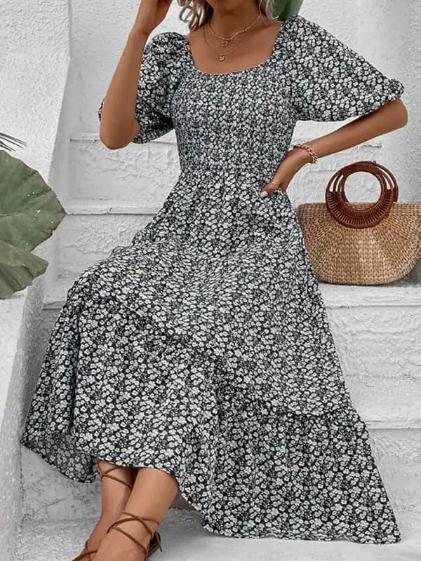 New Women’s Clothing New Floral Retro Elegant Dress