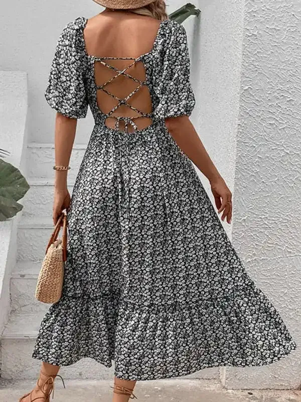 New Women’s Clothing New Floral Retro Elegant Dress