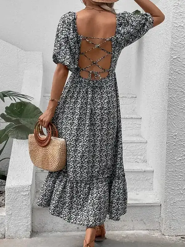 New Women’s Clothing New Floral Retro Elegant Dress