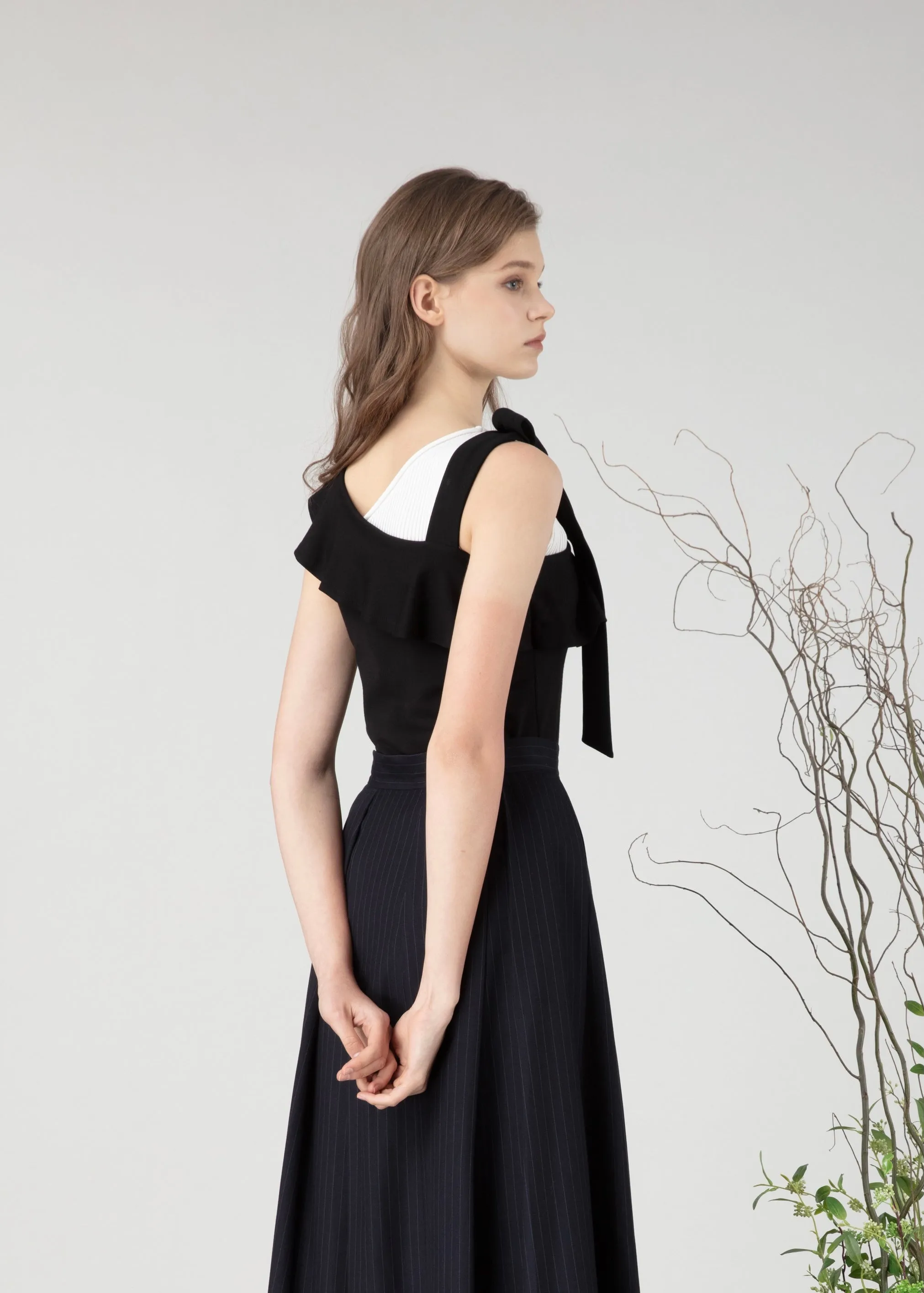 One-shoulder top in cotton jersey