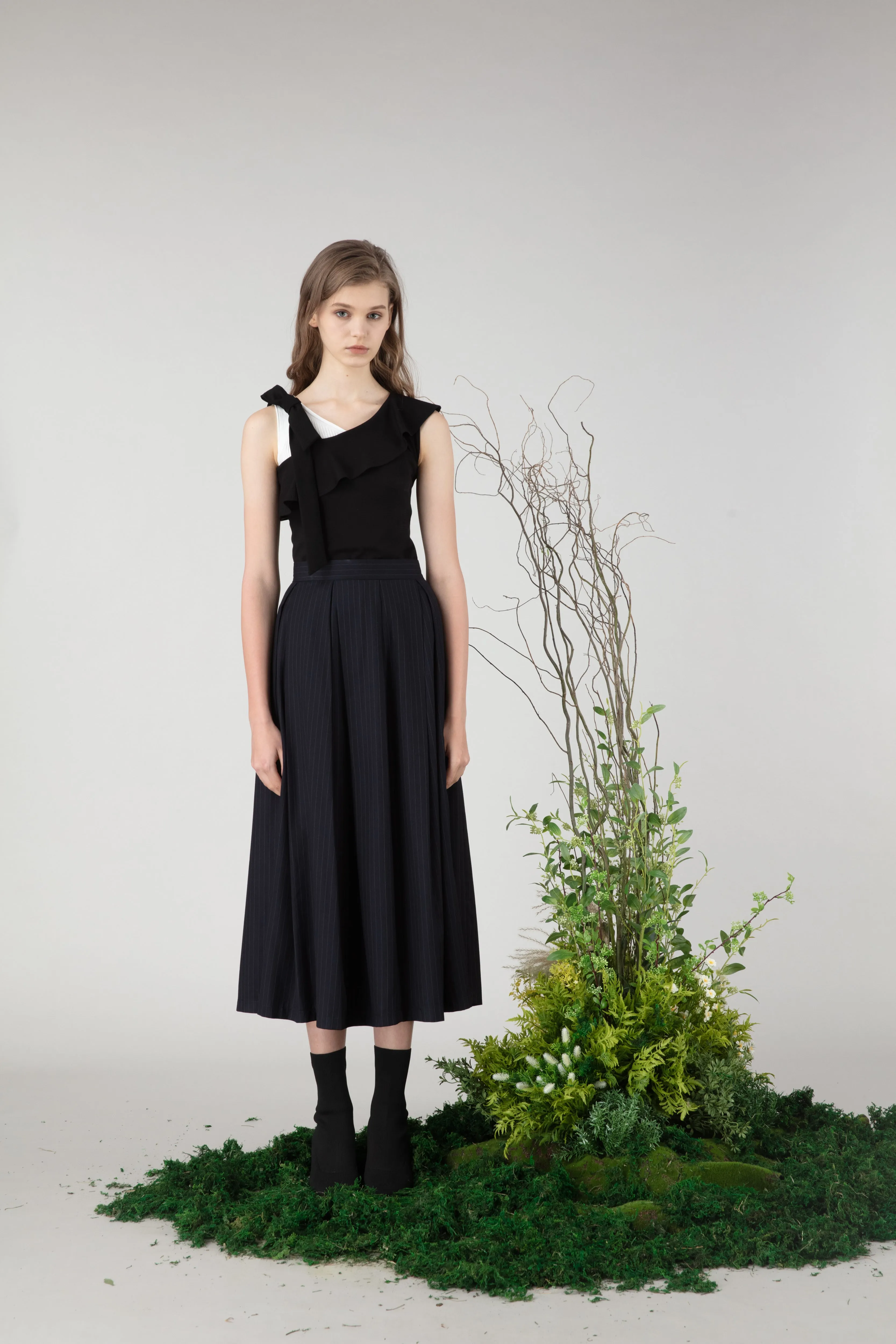 One-shoulder top in cotton jersey