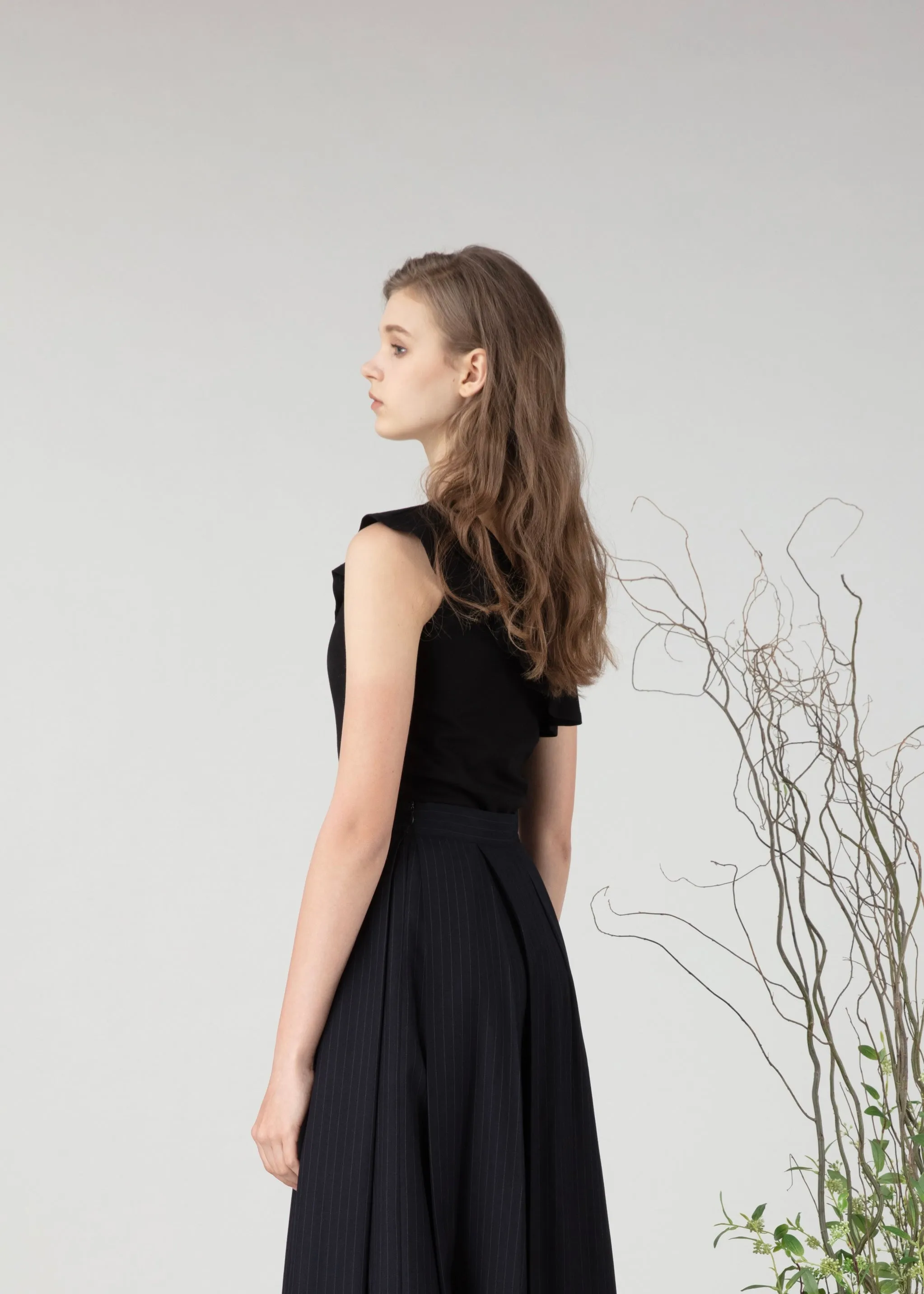 One-shoulder top in cotton jersey