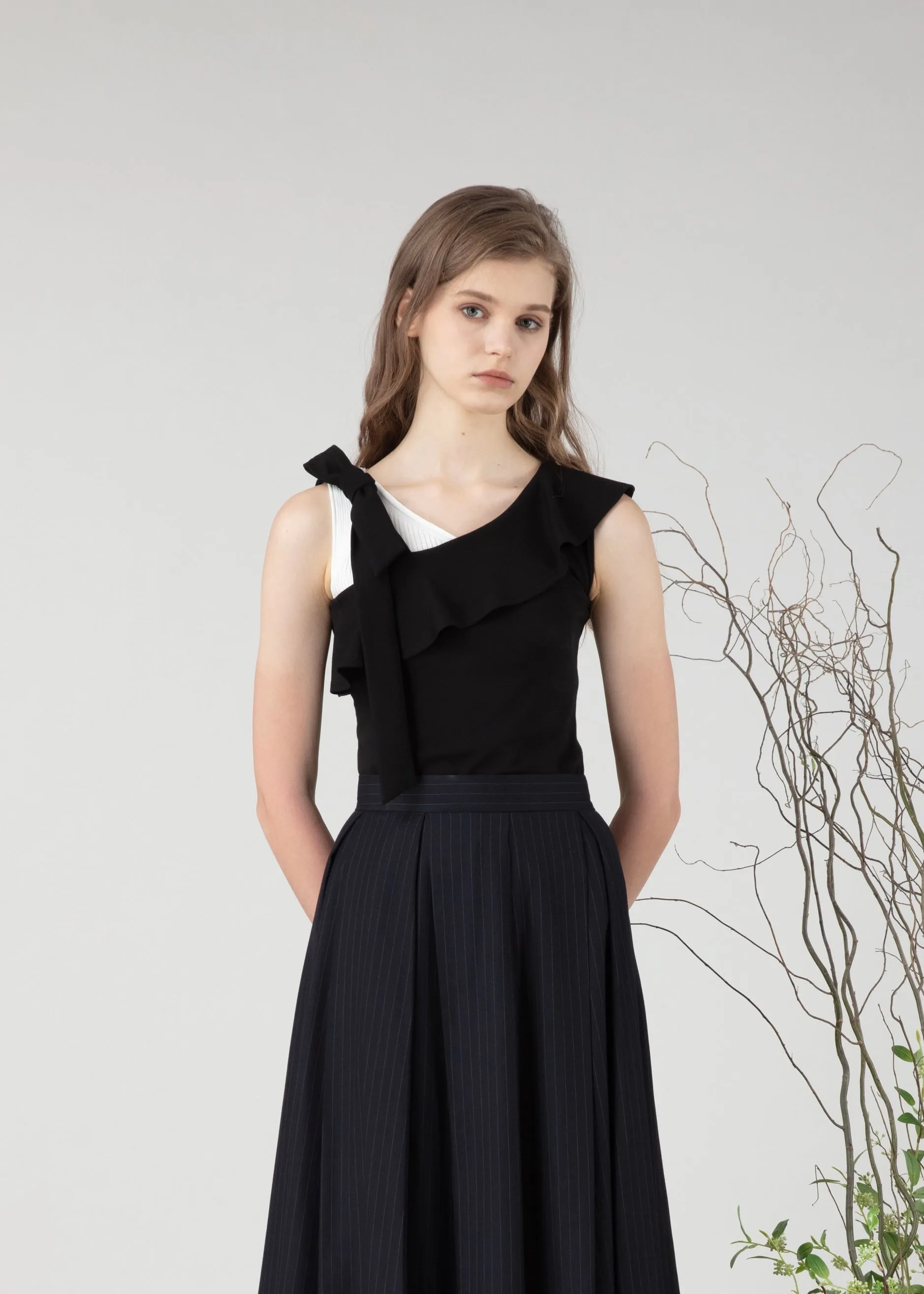 One-shoulder top in cotton jersey