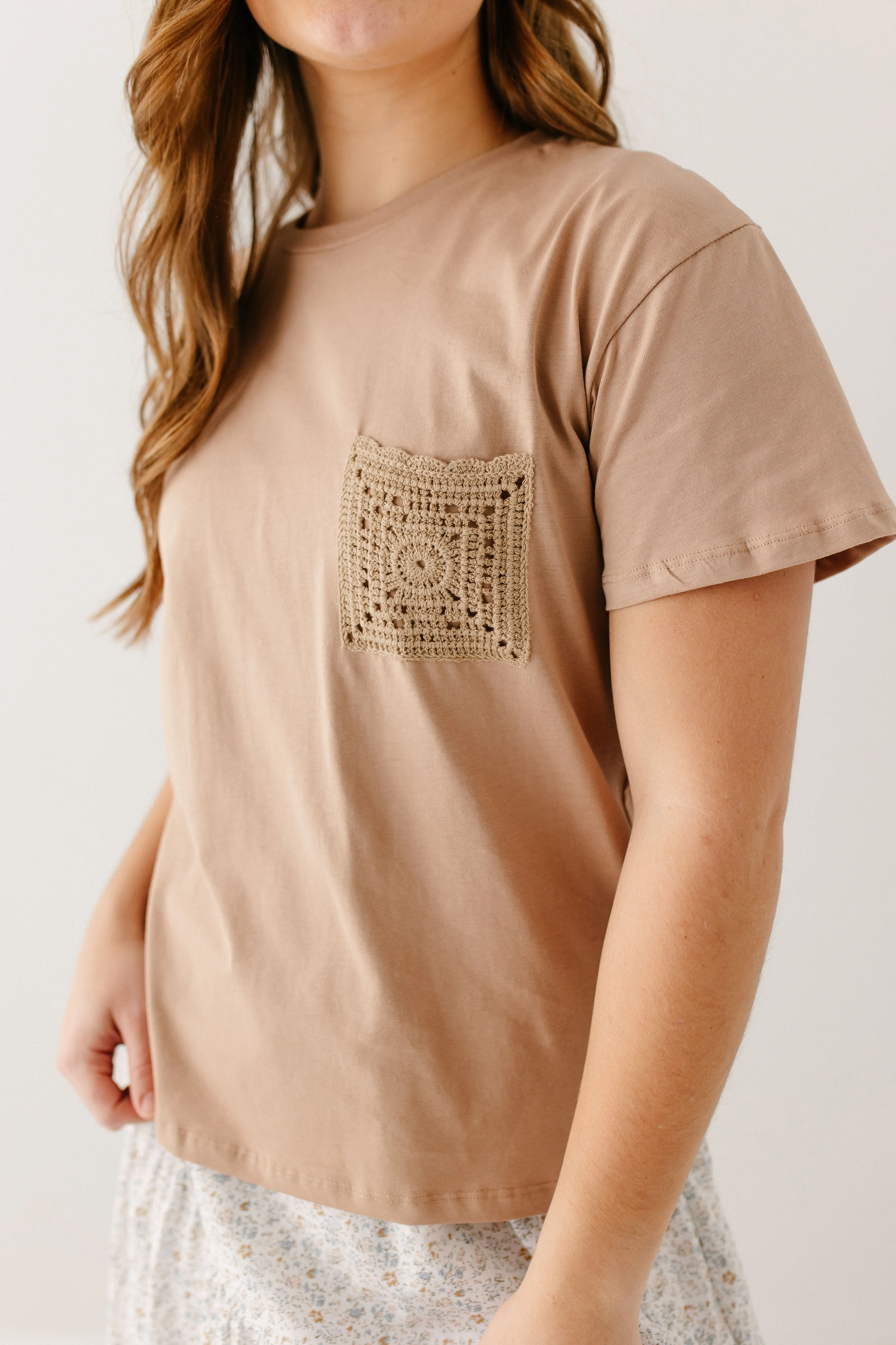'Patricia' Cotton Crochet Pocket Top FINAL SALE