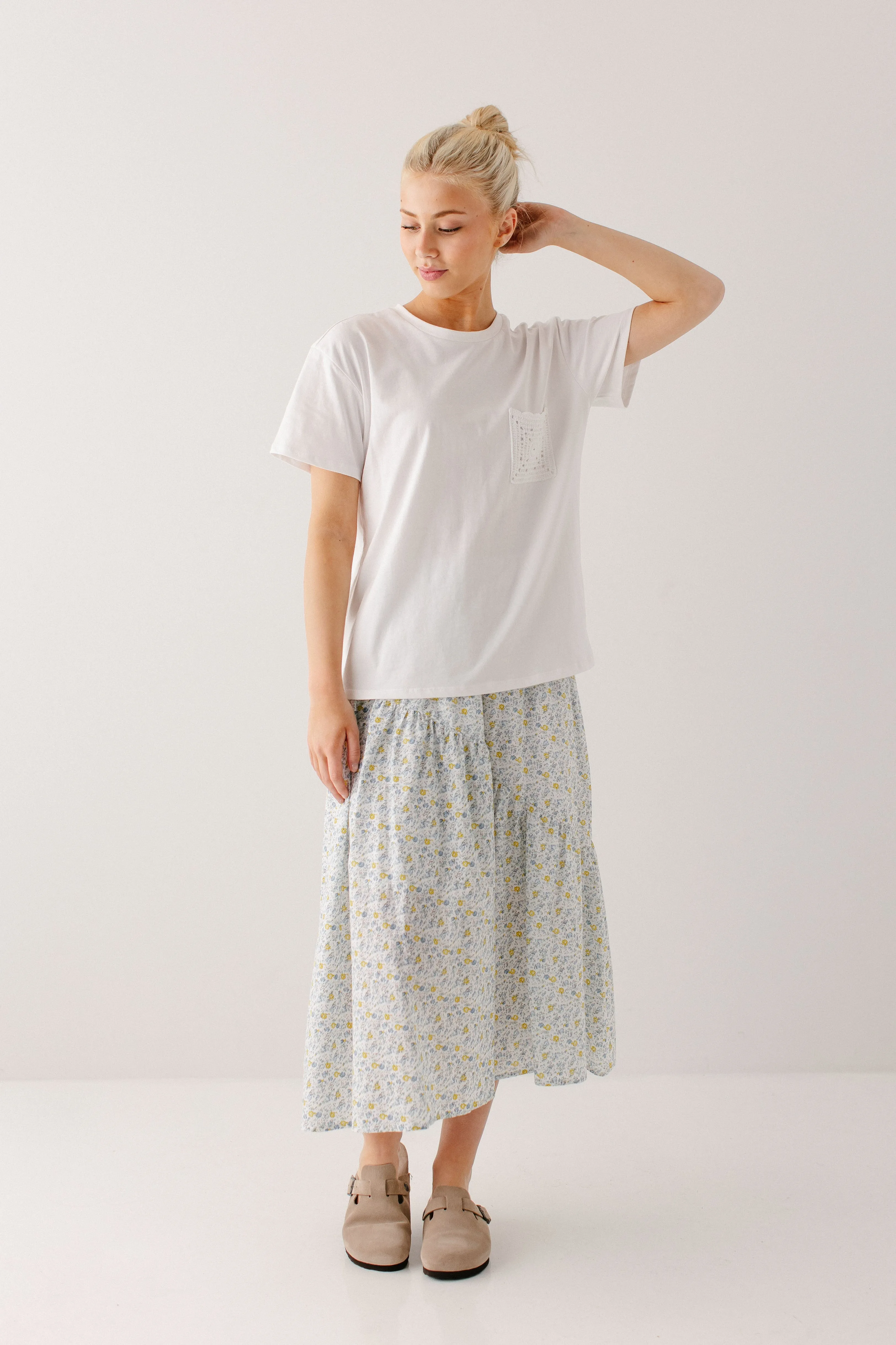 'Patricia' Cotton Crochet Pocket Top FINAL SALE