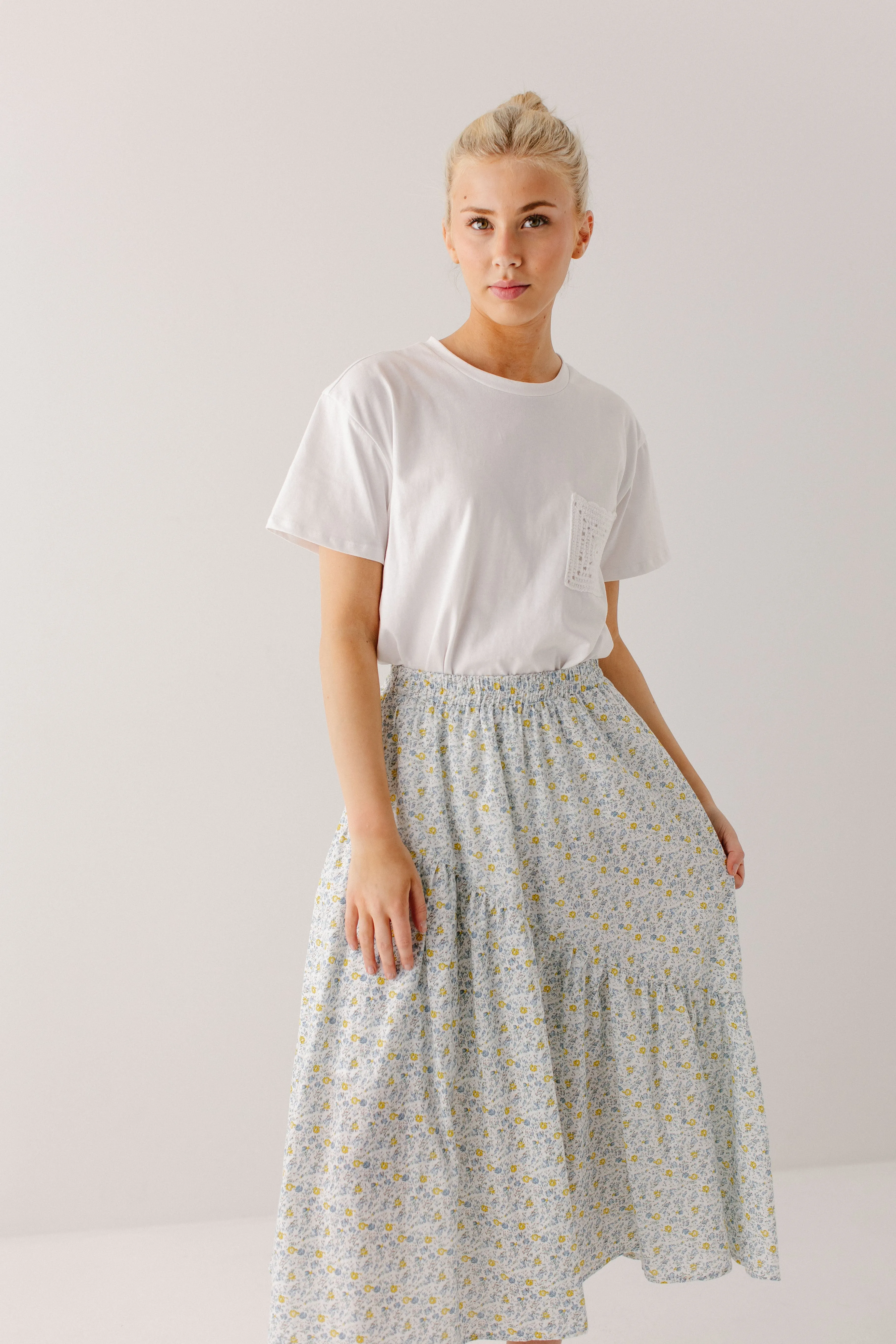 'Patricia' Cotton Crochet Pocket Top FINAL SALE